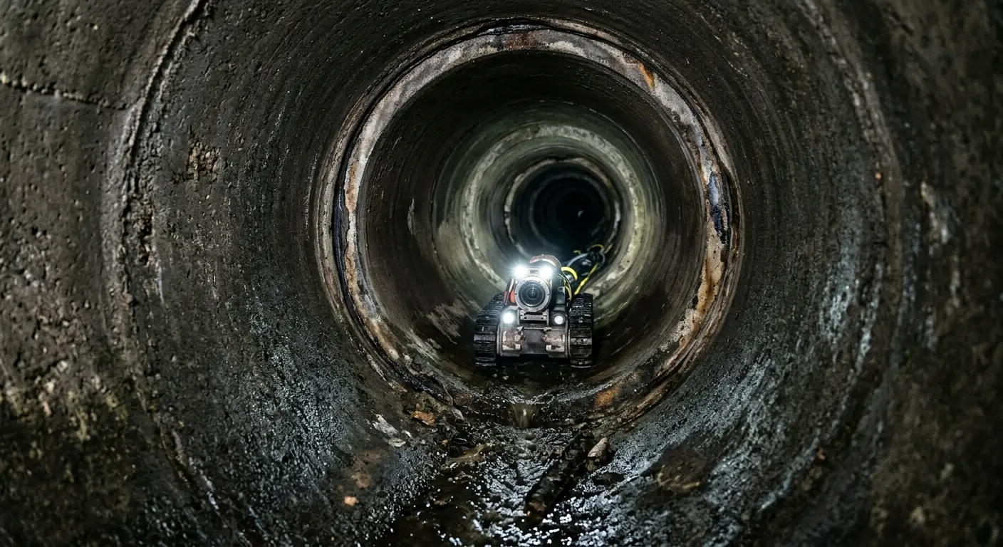 Robotic sewer camera inspecting pipe interior for Sewer Line Repair in Creedmoor